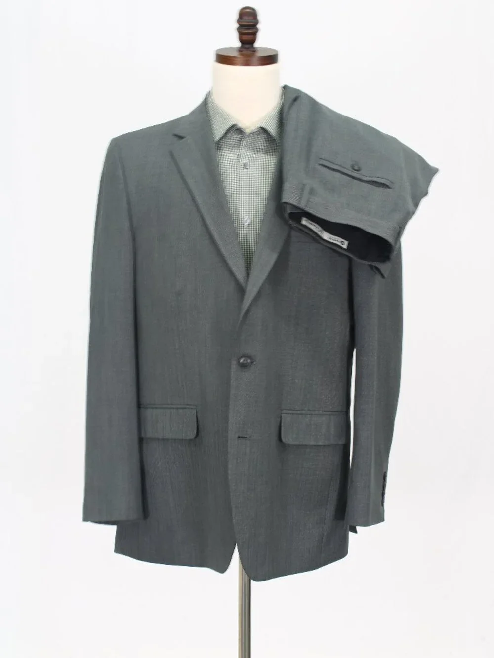 Haggar 44L 36x31 Gray Full Suit 2-Button Solid R964